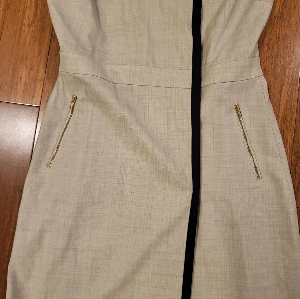 J. Crew Cream Midi Dress with Black Trim